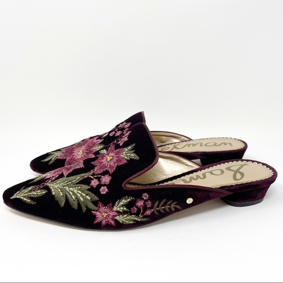 Sam Edelman Shoes - Sam Edelman Aven Velvet Floral Embroidered Mules